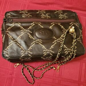 Longchamp Brown and Gold Luxe Shoulder Bag